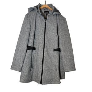 Jones New York womens tweed gray winter coat. Zip with hood. Size 1X heavyweight